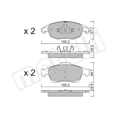 Imagem de METELLI 22 0800 0 Jogo de pastilhas para travão disco excl. contacto aviso desgaste CITROËN: Berlingo II Van, C4 I Grand Picasso