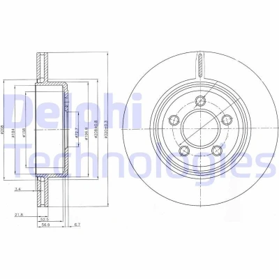 Imagem de DELPHI BG4073 Disco de travão 320 22 5 ventilado oleado não tratado sem o rolamento da roda, anel sensor do ABS CHRYSLER: 300C Sedan