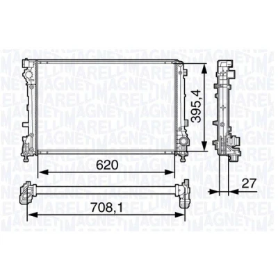 Imagem de MAGNETI MARELLI 350213131700 Radiador, arrefecimento do motor 620mm 396mm 26mm Aletas de refrigeração unidas mecanicamente