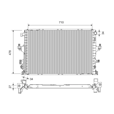 Imagem de VALEO 701390 Radiador, arrefecimento do motor Alumínio 478mm 710mm 27mm sem regulador líquido de refrigeração Aletas soldadas