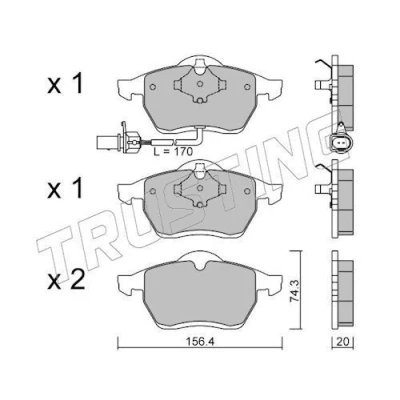 Imagem de TRUSTING 288.1 Jogo de pastilhas para travão disco incl. contacto aviso desgaste VOLKSWAGEN: Sharan I, VAN, FORD: Galaxy Mk1 MPV