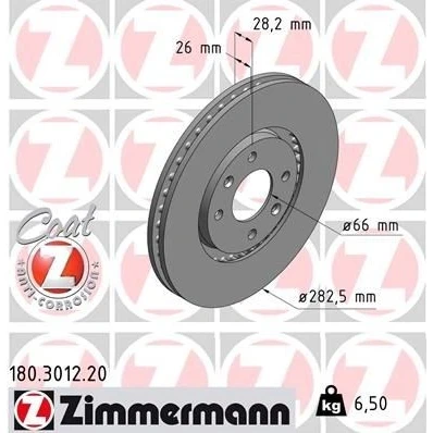 Imagem de ZIMMERMANN Disco de travão PEUGEOT: 406 Coupe, Sedan, Carrinha, CITROËN: Xantia Hatchback COAT Z 180.3012.20 4246L8,4246N0,4246R7,4249J1