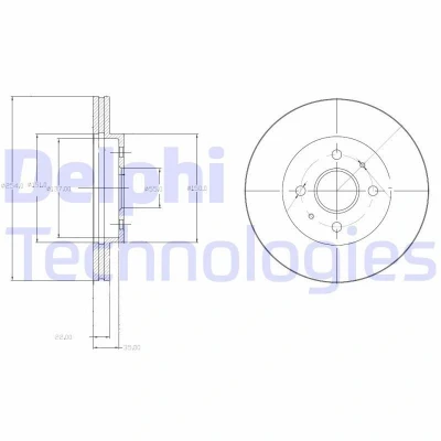 Imagem de DELPHI BG4213 Disco de travão 254 22 4 ventilado oleado não tratado sem o rolamento da roda, anel sensor do ABS DAIHATSU: Sirion II