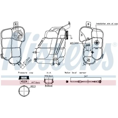 Imagem de NISSENS 996318 Depósito de Compensação Refrigerante 1,2 com capa, sensor VOLVO: S80 II, XC70 I Cross Country