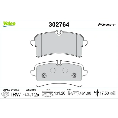 Imagem de VALEO 302764 Jogo de pastilhas para travão disco Eixo traseiro incl. contacto aviso desgaste com chapa anti ruído AUDI: A6 C7 Avant
