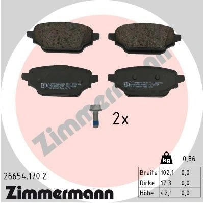 Imagem de ZIMMERMANN 26654.170.2 Jogo de pastilhas para travão disco com parafusos A imagem corresponde ao volume fornecimento