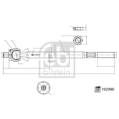 Imagem de FEBI BILSTEIN 192990 Barra Axial da Direção Eixo dianteiro 323mm com porca de segurança