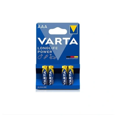 Imagem de 4 pilhas alcalinas redondas varta lr03/aaa longlife power