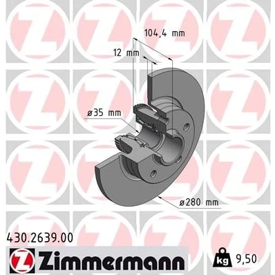 Imagem de ZIMMERMANN 430.2639.00 Disco de travão 280 12 5/5 5 114 cheio com o rolamento da roda, anel sensor do ABS RENAULT: Trafic 3 Bus,