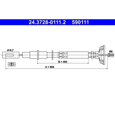 Imagem de ATE 24.3728 0111.2 Cabo de Embreagem VOLKSWAGEN: GOLF 2, Jetta 2