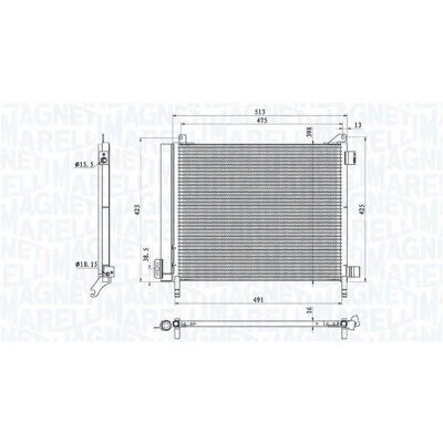 Imagem de MAGNETI MARELLI 350203793000 Condensador com secador 493x398x16 398 493 16