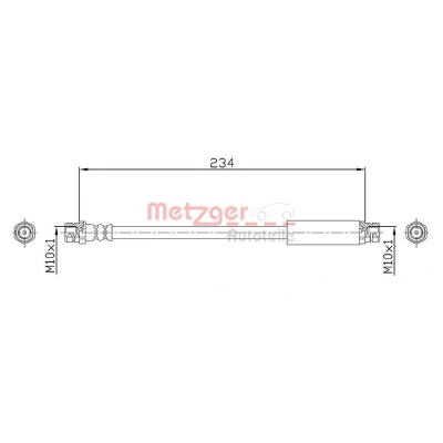Imagem de METZGER 4110359 Mangueira de Travão 234 F10x1 VOLKSWAGEN: GOLF 5, 6, Passat B6 Sedan, AUDI: A3 Hatchback, Sportback