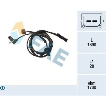 Imagem de FAE 78171 Sensor de ABS inductivo 2 1390 AUDI: A4 B6 Avant