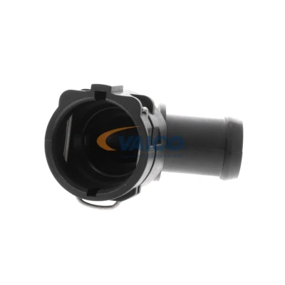 Imagem de VAICO V10 3535 Flange Plástico Radiador, em baixo com junta aro de fixação VOLKSWAGEN: Golf 7, CADDY 4 Kasten