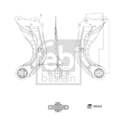 Imagem de FEBI BILSTEIN 186459 Braço de suspensão com chumaceira Eixo traseiro esquerdo transversal Chapa aço
