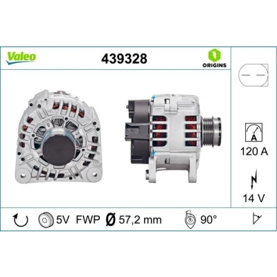 Imagem de VALEO 439328 Alternador 14V 120A VOLKSWAGEN: Golf 4, Polo IV Hatchback, Caddy 2 Kastenwagen, SEAT: Leon I Ibiza 2, 3