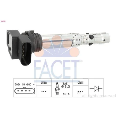 Imagem de FACET 9.6331 Bobina de ignição COIL ON PLUG SKODA: Fabia I Hatchback, 1 Combi, 2, SEAT: Ibiza 3, VOLKSWAGEN: Polo IV Hatchback