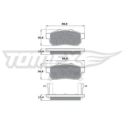 Imagem de TOMEX brakes TX 17 22 Jogo de pastilhas para travão disco Eixo traseiro com avisador sonoro desgaste HONDA: Civic V Hatchback, Jazz 2