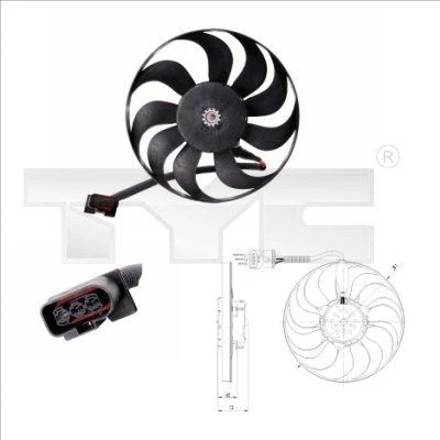 Imagem de TYC 837 0005 ventilador de radiador 290 180 sem estrutura do (caixilho), com resistência carga VOLKSWAGEN: Golf 4