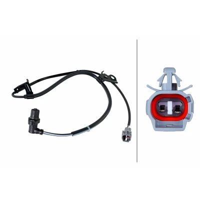 Imagem de HELLA 6PU 358 252 391 Sensor de ABS Eixo dianteiro com ganchos fixação no cabo inductivo 2pólos 492mm