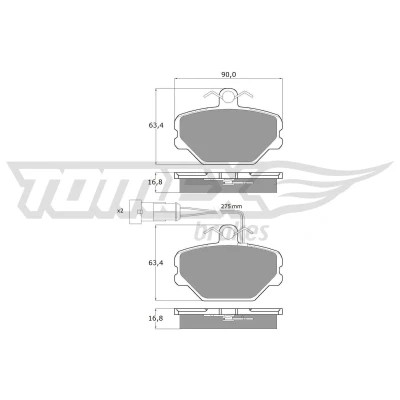 Imagem de TOMEX brakes TX 10 61 Jogo de pastilhas para travão disco Eixo dianteiro incl. contacto aviso desgaste