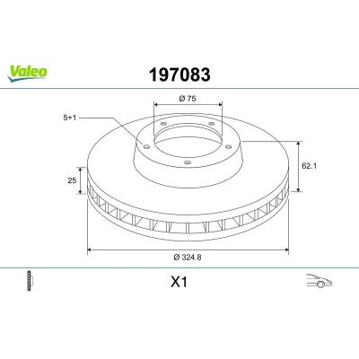 Imagem de VALEO 197083 Disco de travão Eixo dianteiro 325 25 5 ventilado BMW: X3