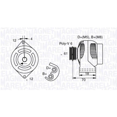 Imagem de MAGNETI MARELLI 063377005010 Alternador 12V 140A ALFA ROMEO: 159 Sedan, 147, Sportwagon