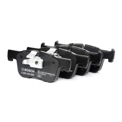 Imagem de BOSCH 0 986 494 689 Jogo de pastilhas para travão disco Baixo teor metálico com grampo do êmbolo, chapa anti ruído BMW: 1 Hatchback, 3 Sedan