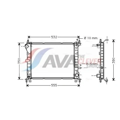 Imagem de AVA COOLING SYSTEMS Radiador, arrefecimento do motor Alumínio 450mm 348mm 22mm sem depósito de compensação Aletas refrigeração soldadas FD2263