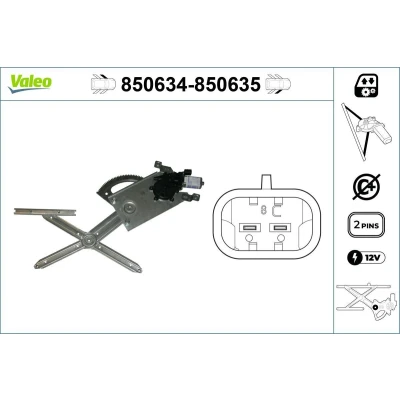 Imagem de Valeo Elevador de vidro à frente, lado esquerdo elétrico com motor sem função conforto 850634 SAAB: 9 5 Carrinha