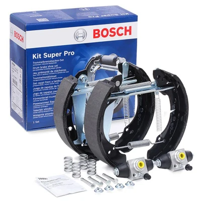 Imagem de BOSCH 0 204 114 546 Jogo de travões, travões tambor com acessórios, cilindro travão roda VOLKSWAGEN: GOLF 3, Polo IV Hatchback endado,