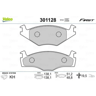 Imagem de VALEO 301128 Jogo de pastilhas para travão disco FIRST Eixo dianteiro excl. contacto aviso desgaste sem chapa anti ruído VOLKSWAGEN: GOLF 3