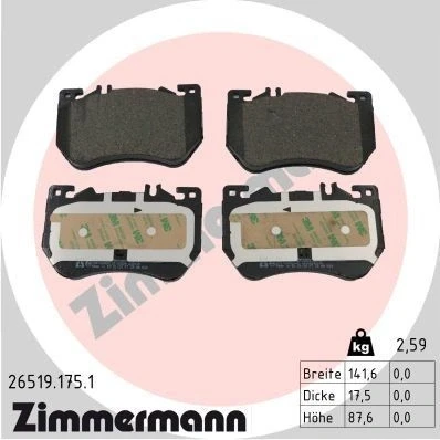 Imagem de ZIMMERMANN 26519.175.1 Jogo de pastilhas para travão disco