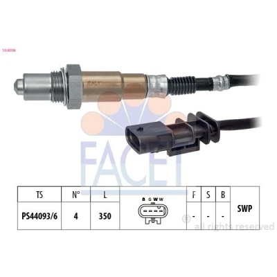 Imagem de FACET 10.8508 Sonda lambda com aquecimento, plana, Rosca pré lubrificada JEEP: Renegade SUV, FIAT: 500X, 500 Hatchback