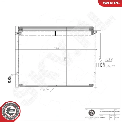 Imagem de ESEN SKV 86SKV263 Condensador sem secador Alumínio 636mm