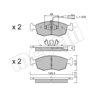Imagem de METELLI 22 0274 4 Jogo de pastilhas para travão disco incl. contacto aviso desgaste FIAT: Punto III Hatchback, 500 Hatchback
