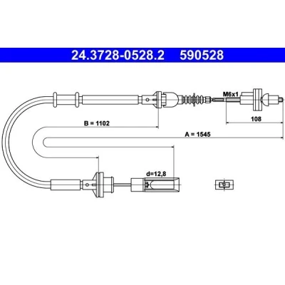 Imagem de ATE 24.3728 0528.2 Cabo de Embreagem FIAT: Marea Sedan