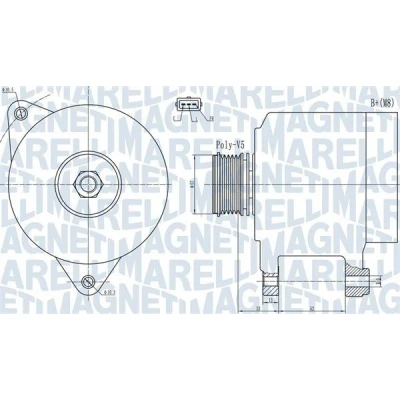 Imagem de MAGNETI MARELLI 063732133010 Alternador 14V 120A