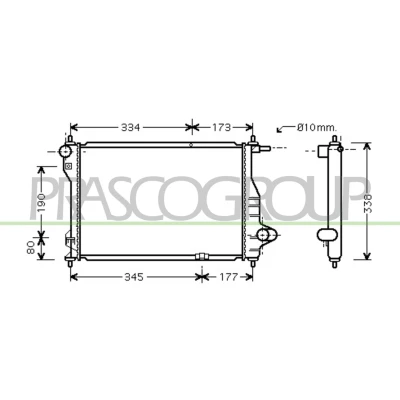 Imagem de PRASCO DW324R002 Radiador, arrefecimento do motor Alumínio 460 318 16 Aletas de refrigeração soldadas CHEVROLET: Matiz