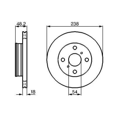 Imagem de BOSCH 0 986 478 385 Disco de travão 238 18 4 100 ventilado oleado TOYOTA: Corolla VI Sedan, Liftback, VII Compact
