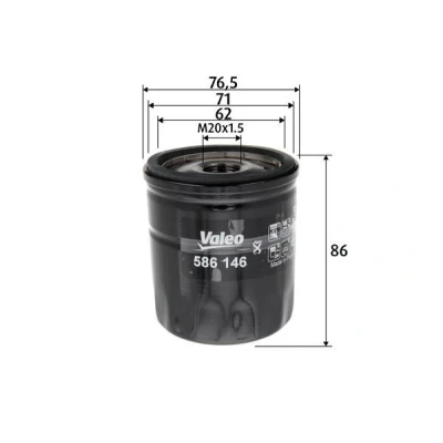 Imagem de VALEO 586146 Filtro de óleo M20x1.5 aparafusado SEAT: Ibiza 4, 4 Sportcoupe, ST, VOLKSWAGEN: Polo V Hatchback