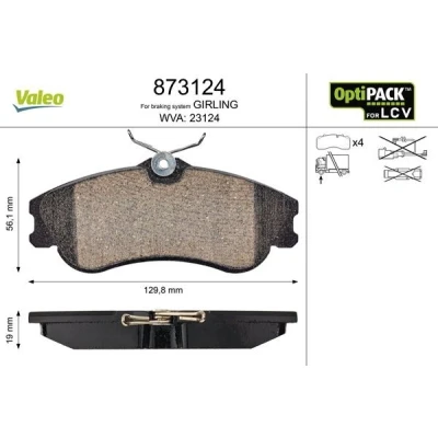 Imagem de VALEO 873124 Jogo de pastilhas para travão disco CITROËN: Berlingo / First I Van,