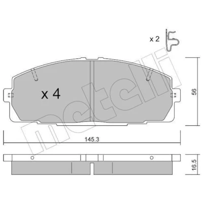 Imagem de METELLI 22 0434 0 Jogo de pastilhas para travão disco com avisador sonoro desgaste TOYOTA: Dyna Camião plataforma / Chassis, HIACE 4 Kasten