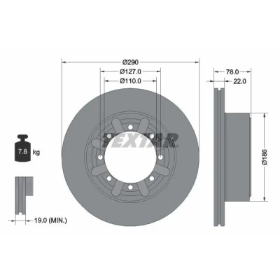 Imagem de TEXTAR 92322303 Disco de travão 290 22 08/08 127 interior ventilado revestido sem pernos fixação da roda, cubo roda NISSAN: NT400 Cabstar