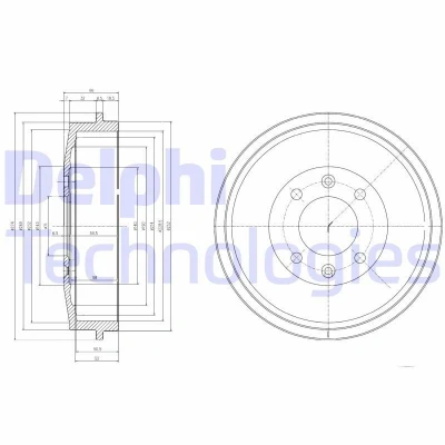 Imagem de DELPHI BF169 Tambor de Travão sem anel sensor do ABS, o rolamento da roda 274 PEUGEOT: 306 Cabrio, Carrinha, 406 Carrinha