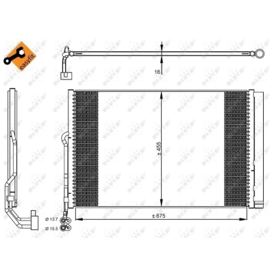 Imagem de NRF EASY FIT 350324 Condensador com secador, retentor 15,5 13,7 Alumínio 675 PORSCHE: Cayenne