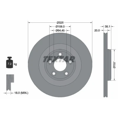 Imagem de TEXTAR Disco de travão 20mm 05/05 108mm interior ventilado revestido alto carbono 92319905 T2R5941 Discos