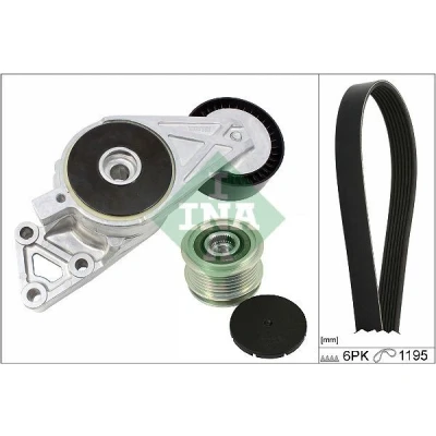 Imagem de INA 529 0470 20 Jogo de correias trapezoidais estriadas com polia roda livre VOLKSWAGEN: Golf 4, Bora Sedan, Sharan I, SEAT: Leon I Hatchback