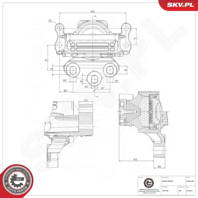Imagem de ESEN SKV 75SKV340 Suporte, motor à direita Apoio hidráulico Alumínio, Borracha 175mm 117mm FORD: Transit Mk6 Van