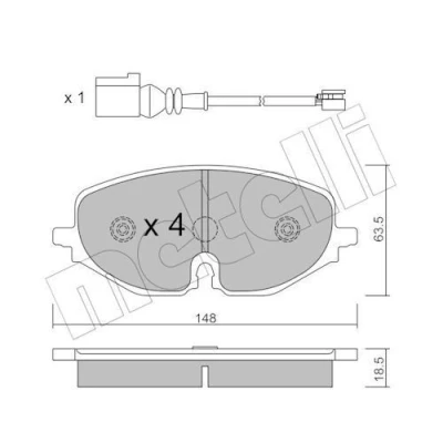 Imagem de METELLI 22 1280 0 Jogo de pastilhas para travão disco incl. contacto aviso desgaste VOLKSWAGEN: Golf VIII Hatchback, Caddy V Kombi